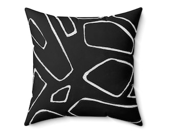 Black and white pillow cover, Modern Farmhouse, Minimalist home décor, Boho Pillow cover, Decorative abstract pillow case, Midcentury pillow