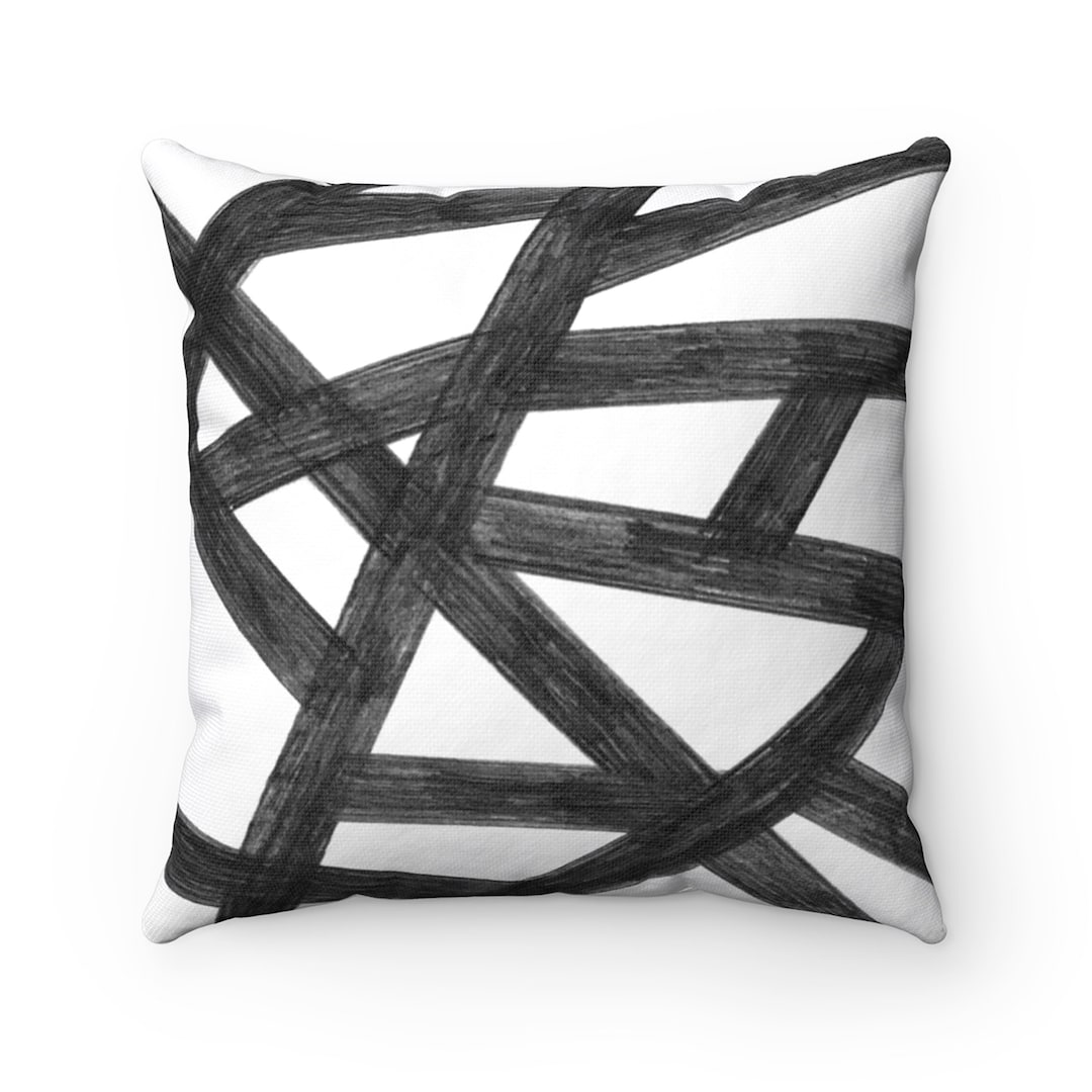 Black and White Pillow Cover 24x24 26x26 Geometric Throw Pillowcase, Minimalist Pillow Cover