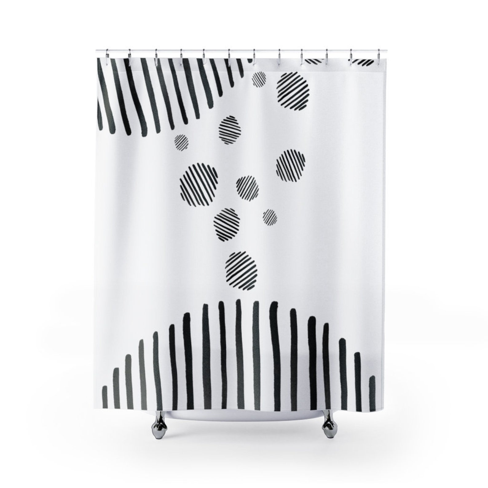 Black and White Shower Curtain, Modern Farmhouse Shower Curtain, Boho