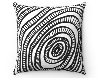 Black and white pillow cover - Boho pillow case - Scandi and Farmhouse home decor - Geometric Mid-century décor ideas - Designer pillowcase