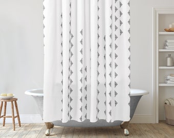 Black and white Shower curtain, Mudcloth shower curtain, Boho shower curtain, Modern Farmhouse Bathroom Décor Ideas, Unique shower curtain