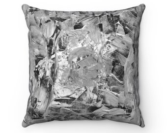 Black and charcoal grey pillow with textured print pattern, Unique pillow, Minimalist Decor, Modern farmhouse pillow, Boho throw pillow