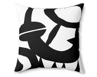 Black and White Pillow Cover, Living Room Décor, Mid-century Pillow Cover for Sofa, Decorative Pillow cover, Geometric Minimalist Cushion