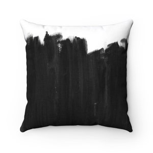Black and white Pillow, Brush Strokes Pillow, designer Modern cushion, Boho throw Pillow, Minimalist living room decor, Decorative pillow
