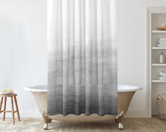 Grey Black and White Shower Curtain, Modern Farmhouse Bathroom Decor, Unique Stylish Bathroom, Ombre shower curtain, Boho shower curtain