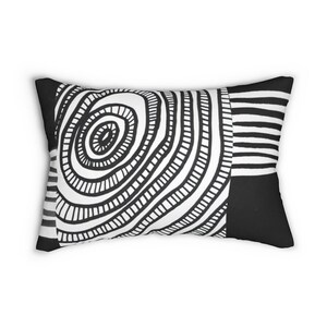 Black and white pillow - Farmhouse lumbar pillow - Minimalist home decor - Boho throw pillows - Decorative modern cushion