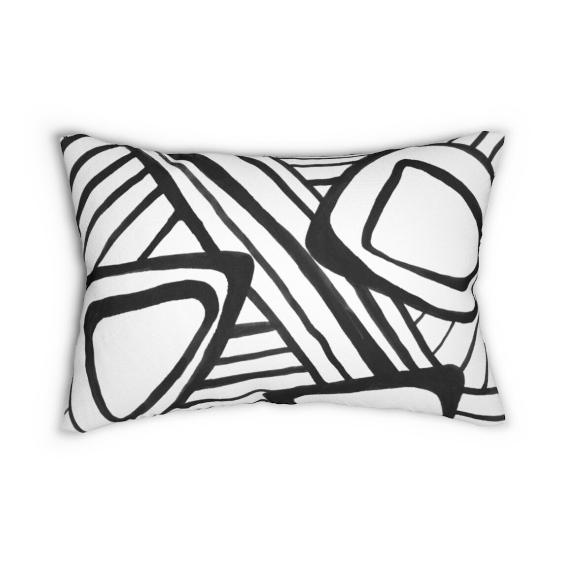 Black and white lumbar pillow Boho throw pillows Etsy