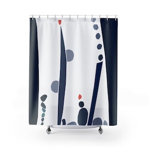 Blue and White Shower Curtain, Bathroom Decor, Modern Shower Curtain, Bathroom Makeover, Unique Bathroom accessories, boho shower curtain