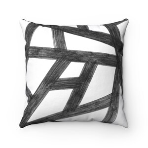 Black and white pillow, Farmhouse pillow, Boho throw pillow, Modern designer cushion, Graphic decorative pillow for minimalist home decor