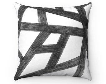 Black and white pillow, Farmhouse pillow, Boho throw pillow, Modern designer cushion, Graphic decorative pillow for minimalist home decor