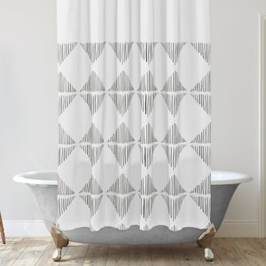 Black and White Shower Curtain, Unique Bathroom Decor, Boho shower curtain, Modern farmhouse shower curtain, Mudcloth shower curtain