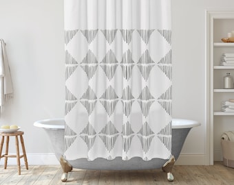 Black and White Shower Curtain, Unique Bathroom Decor, Boho shower curtain, Modern farmhouse shower curtain, Mudcloth shower curtain