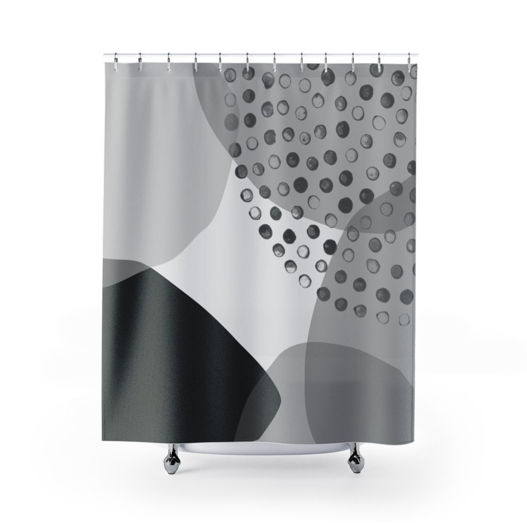Black, White + Yellow Geometric Shower Curtain • AfriMod