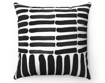 Black and white pillow, Modern farmhouse home decor, Boho throw pillow, Abstract cushion, Minimalist living room décor