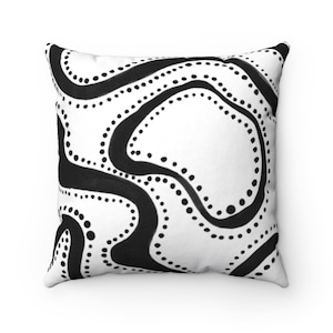 Black and white Pillow, Modern midcentury Pillow, Boho Décor, Unique Abstract Cushion, Minimalist living room decor, Boho throw pillow