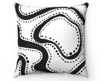 Black and white Pillow, Modern midcentury Pillow, Boho Décor, Unique Abstract Cushion, Minimalist living room decor, Boho throw pillow