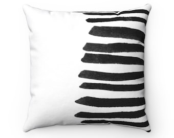 Almohada en blanco y negro, Decoración abstracta minimalista de la sala de estar, Almohada de pinceladas de acuarela, Almohada moderna, Decoración boho, Almohada decorativa