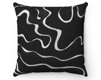 Boho Black and White Pillow Cover, Modern Farmhouse Throw Pillow sham, Graphic Midcentury Home Decor