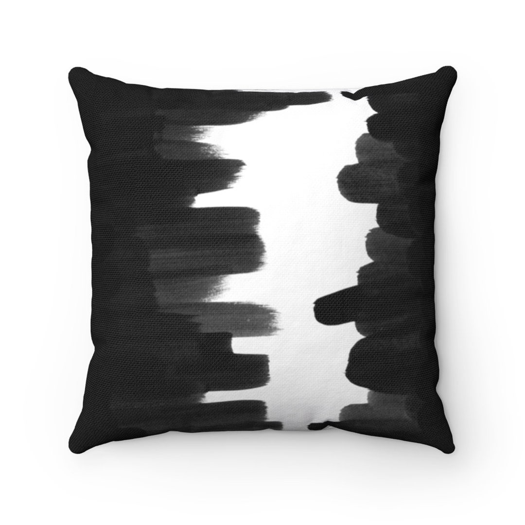 Black and White Pillow Cover Brushstrokes Pillowcase Boho Throw Pillow Cover Decorative Pillow