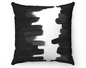 Black and white pillow cover - Brushstrokes Pillowcase - Boho throw pillow cover - Decorative pillow cover for couch