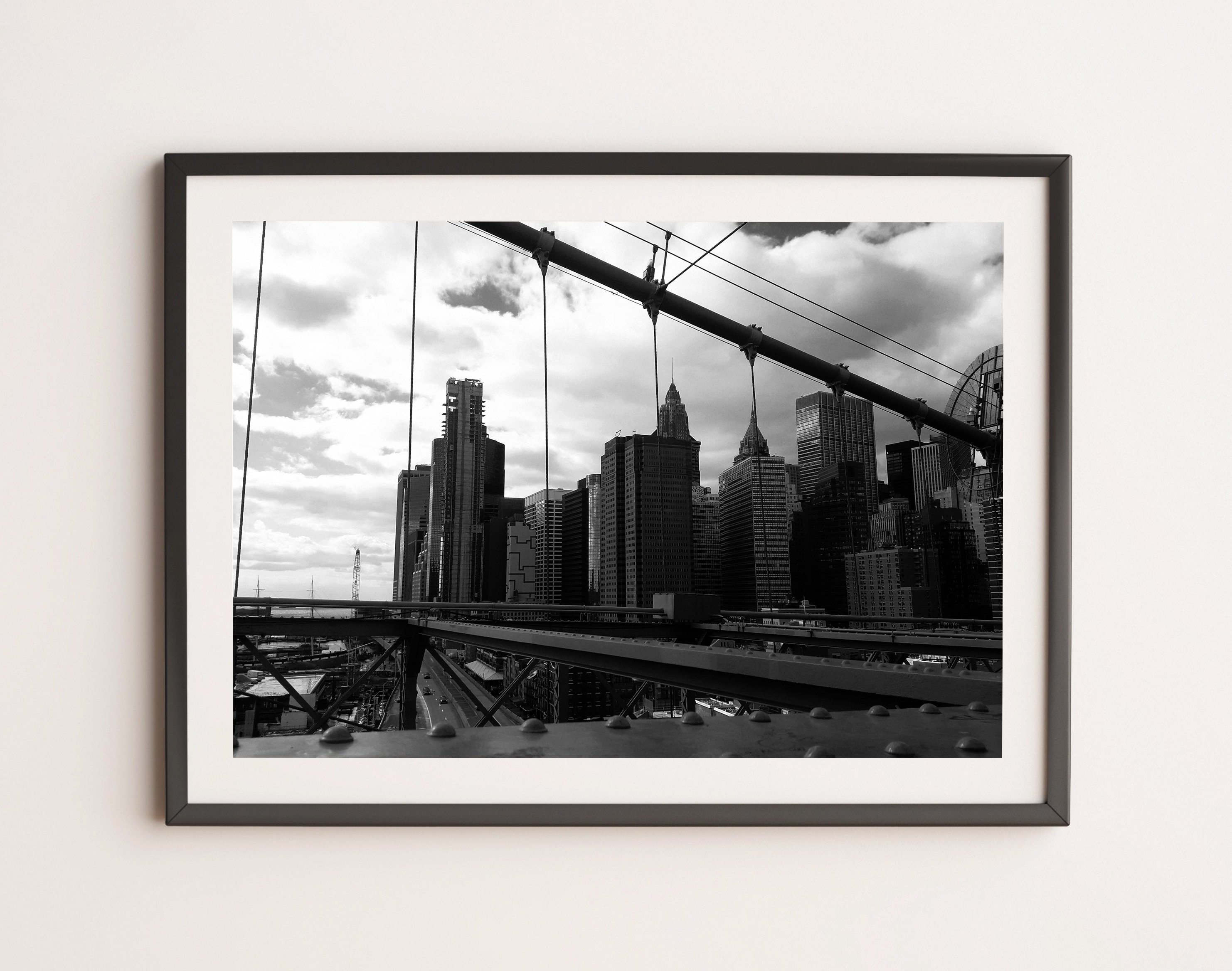 Black and White Wall Art Print Downtown Manhattan print Etsy