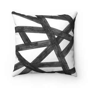 Modern black and white pillow cover, Minimalist pillowcase, Bohemian decorative pillow, Geometric pillow cover, Boho throw pillow cover