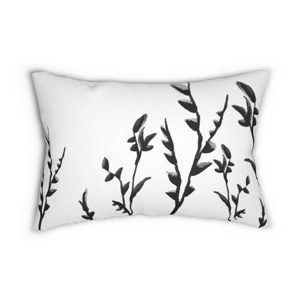 Floral black and white lumbar pillow for your modern farmhouse living room decor