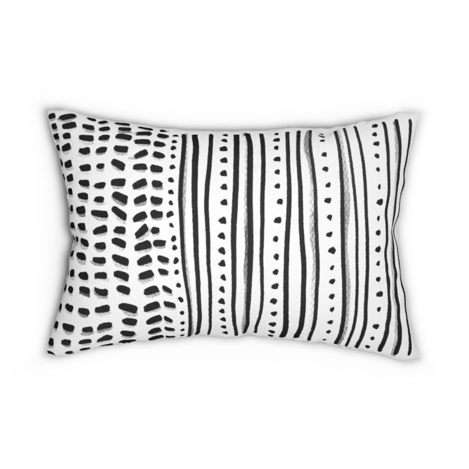 Black and White Lumbar Pillow 14x20 Modern Farmhouse Striped Pillow