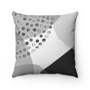 Black and white throw pillow - Farmhouse home decor - A designer pillow with a minimalist illustration - Decorative geometric cushion