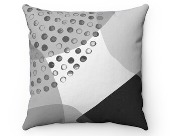 Black and white throw pillow - Farmhouse home decor - A designer pillow with a minimalist illustration - Decorative geometric cushion