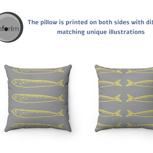 Graues und gelbes Fischkissen Sommer Bauernhaus Kissen | Etsy