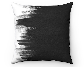 Black and white pillow cover, Watercolor Brush strokes pillow cover, Abstract pillowcase, Boho throw pillowcase Minimalist living room décor