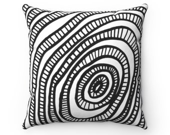 Boho throw pillow, Black and white Pillow, Modern midcentury Pillow, Boho Décor, Unique Abstract Cushion, Minimalist living room decor