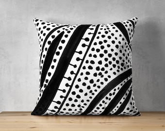Black and white pillow cover, Modern farmhouse decor, Midcentury, Unique boho pillow cover, Minimalist living room, Abstract, Graphic