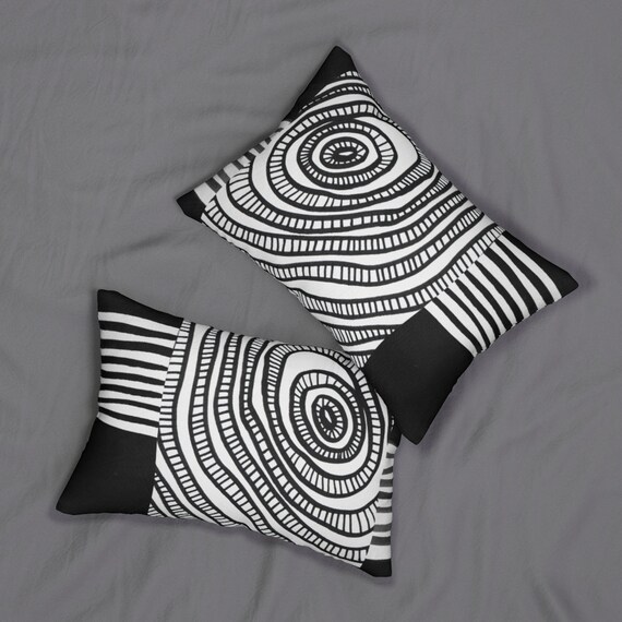 Black and white boho lumbar pillow hotsell