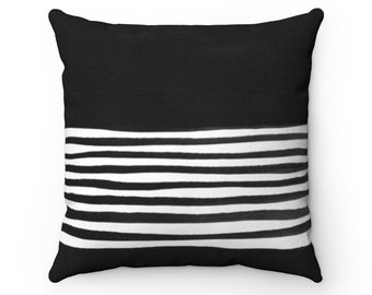 Funda de almohada decorativa en blanco y negro en un patrón geométrico, decoración del hogar Modern Farmhouse, funda de almohada Boho, funda de almohada minimalista