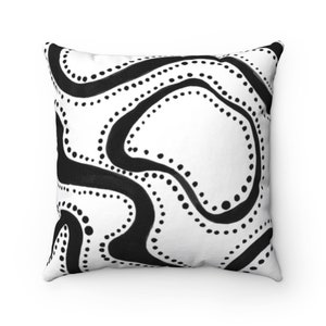 Black and white pillow cover, Boho throw pillowcase, Modern designer pillow case, Graphic decorative pillow cover for minimalist home decor