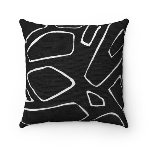 Modern Throw Pillow Freestyle Black and White by Domesticate Etsy