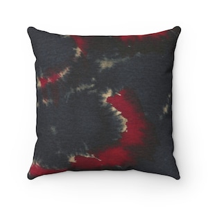 Red and Black Pillow, Shibori print Pillow, Boho Throw Pillow, Decorative Tie-Dye print Pillow, Bohemian Home Décor, Designer Pillow