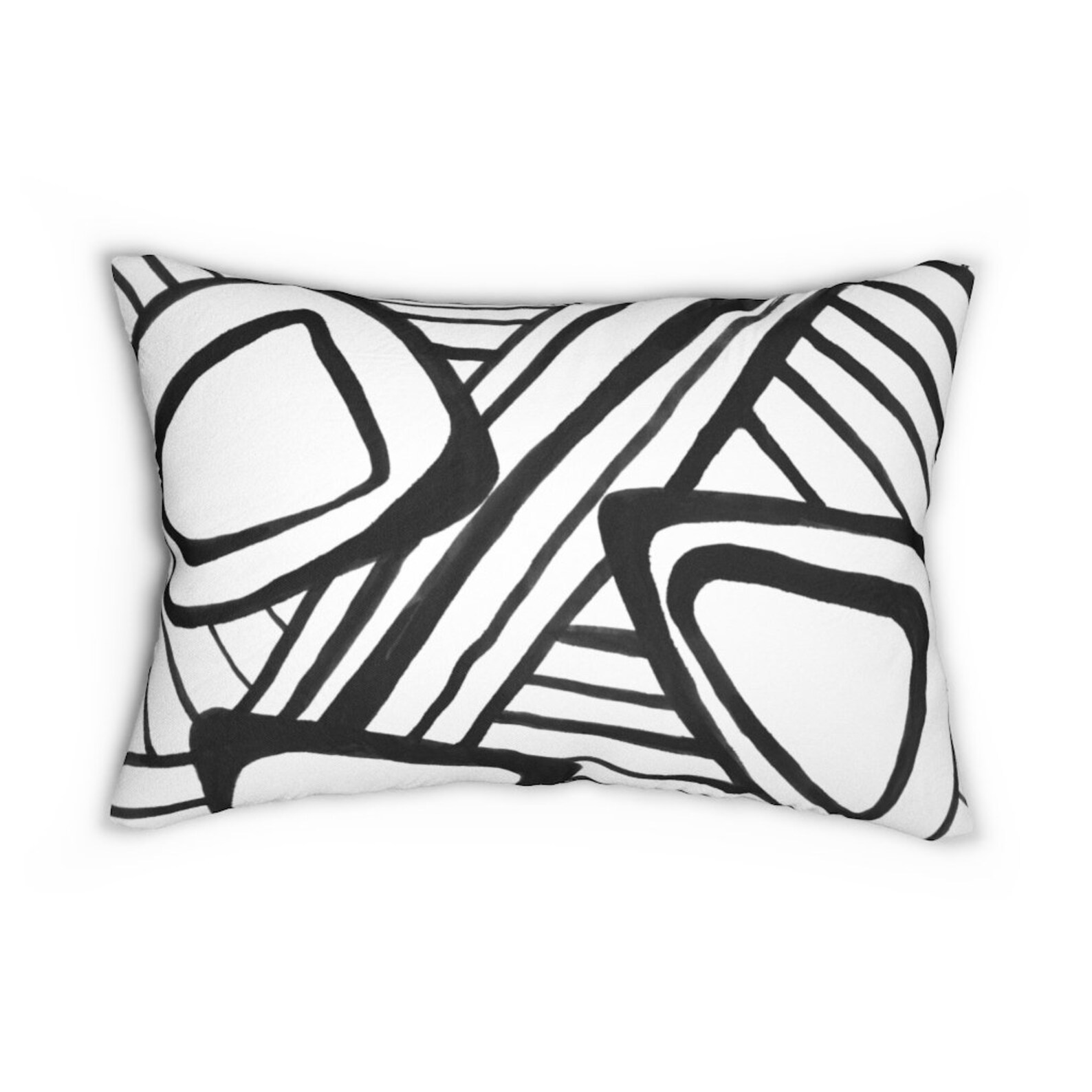 Black and white lumbar pillow Boho throw pillows Etsy