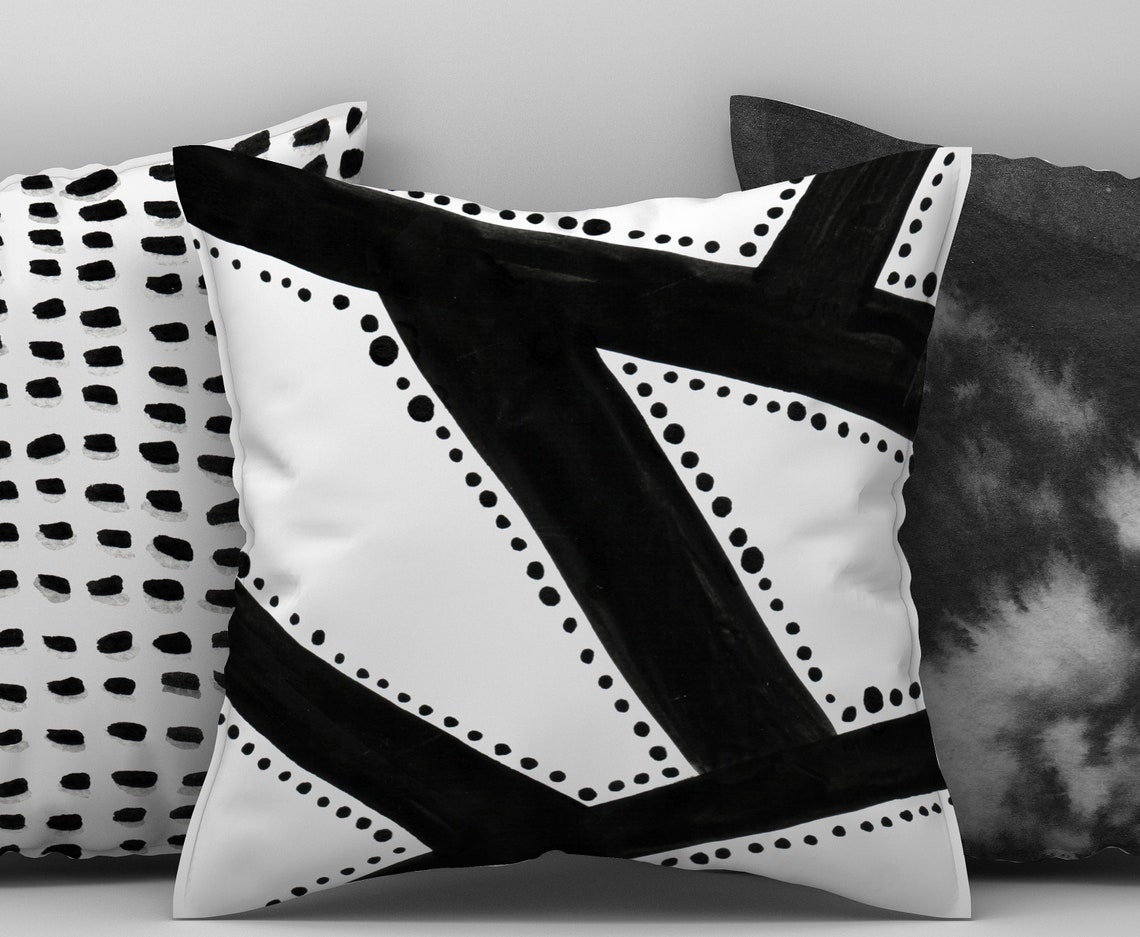 Modern Black and White Throw Pillow, Farmhouse Living Room and Bedroom ...