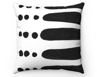 Black and white pillow, Abstracts shapes and dots pillow, Modern Farmhouse home decor, Mid century pillow, Boho throw pillow, Scandi cushion