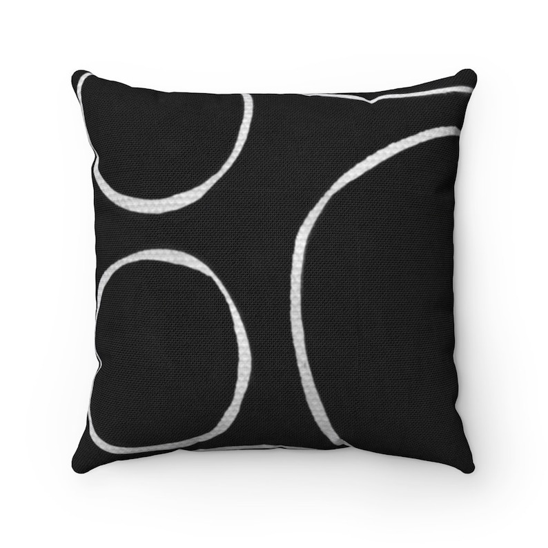 Black and White Throw Pillow in Geometric Pattern Boho Throw Etsy