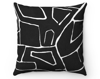 Black and white pillow cover - Geometric throw pillowcase - Minimalist pillow cover - Midcentury pillow cover - Boho pillow cover