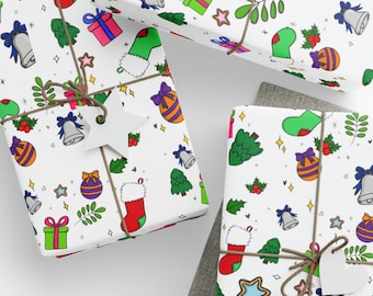 Playful and bright Christmas Wrapping Papers, holiday wrapping paper, gift wrap, christmas gift wrap,