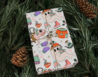 Spooky Christmas Wrapping Paper, Ghost Winter Festivities
