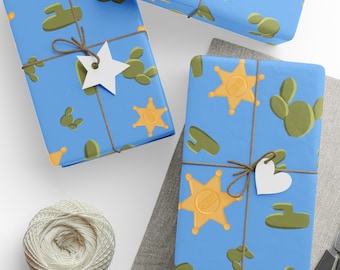 Papeles de regalo del sheriff, papel de regalo de cactus