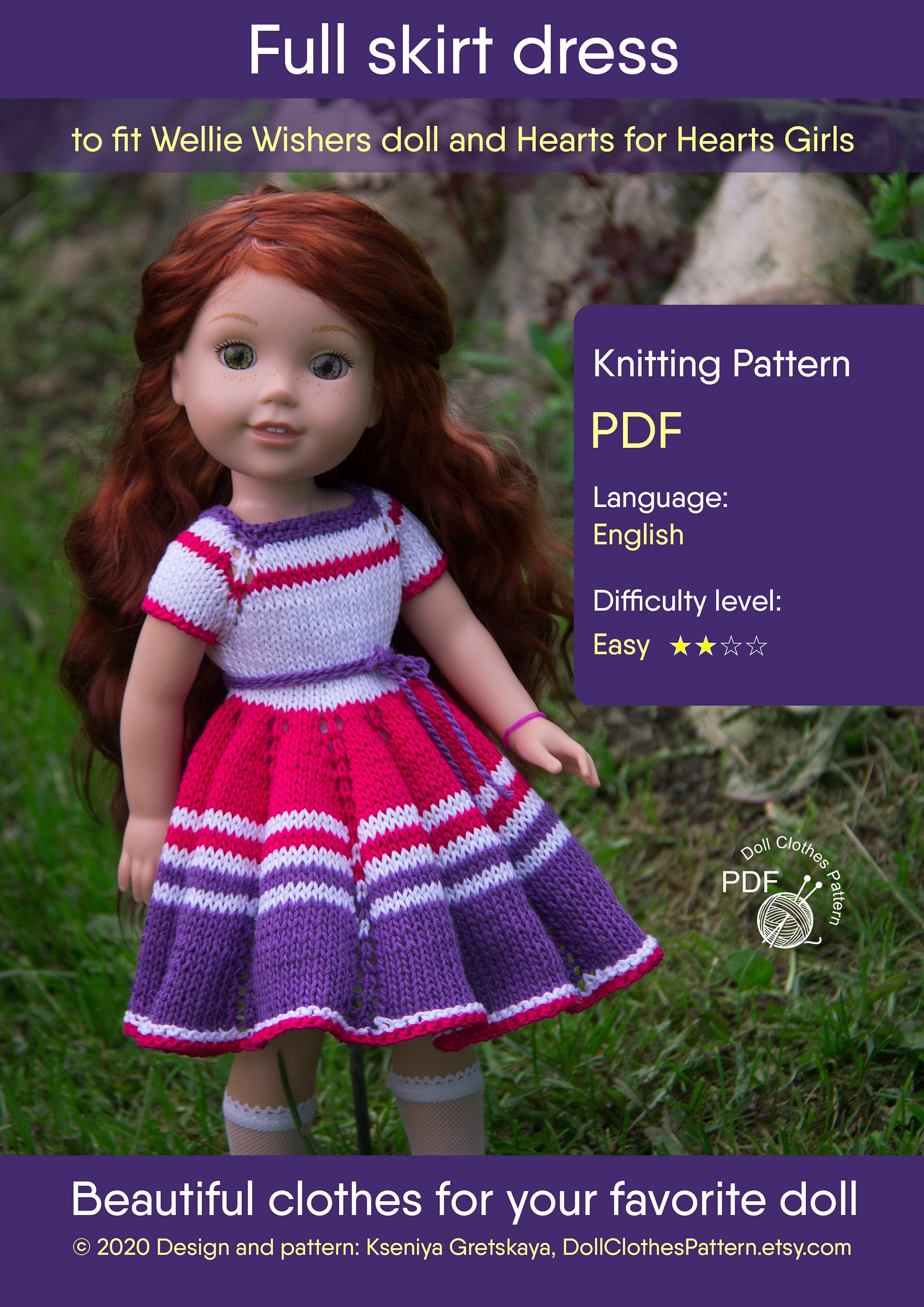 Welie Wisher Doll Skirt and Top Hand Knitted Welie Wisher Doll Skirt and Top Hand Knitted