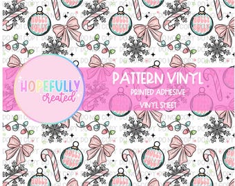 Christmas Ornaments Pattern Vinyl, Adhesive Pattern Vinyl, Tumbler Vinyl Sheet