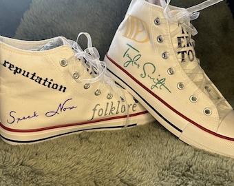 Zapatos de lona de caña alta Taylor Swift Eras Tour personalizables pintados a mano